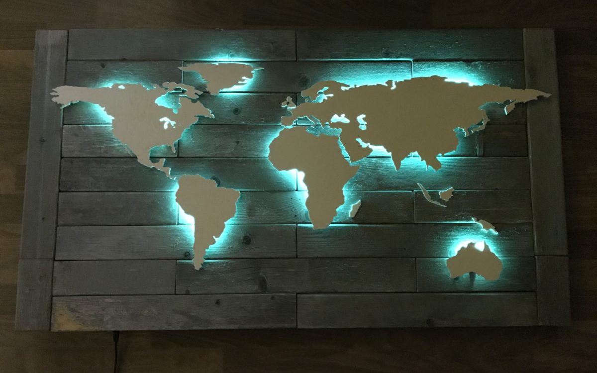 World map with RGB backlight